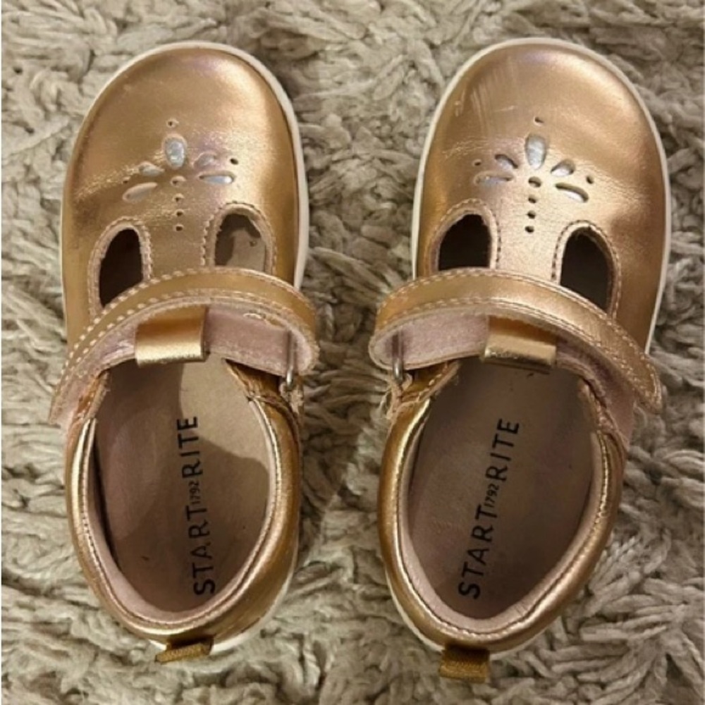 Start Rite Metallic Gold Kids Dress Shoes